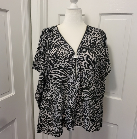 NWT Michael Michael Kors Animal Print Blouse Size L/XL, Ret. $98 - Picture 1 of 10